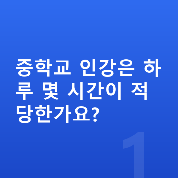 중학교 인강 중학교 인강은 하루 몇 시간이 적당한가요?