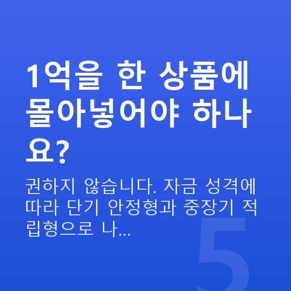1억 만들기 1억을 한 상품에 몰아넣어야 하나요?