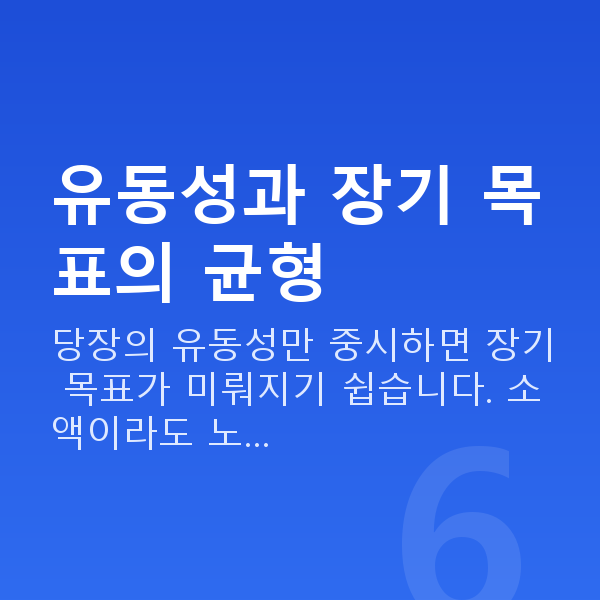 1인가구재무설계 유동성과 장기 목표의 균형