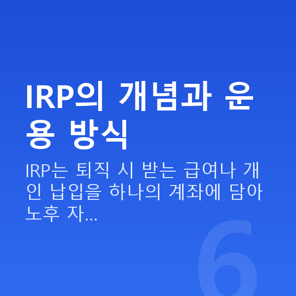 IRP IRP의 개념과 운용 방식