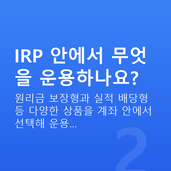 IRP추천 IRP 안에서 무엇을 운용하나요?