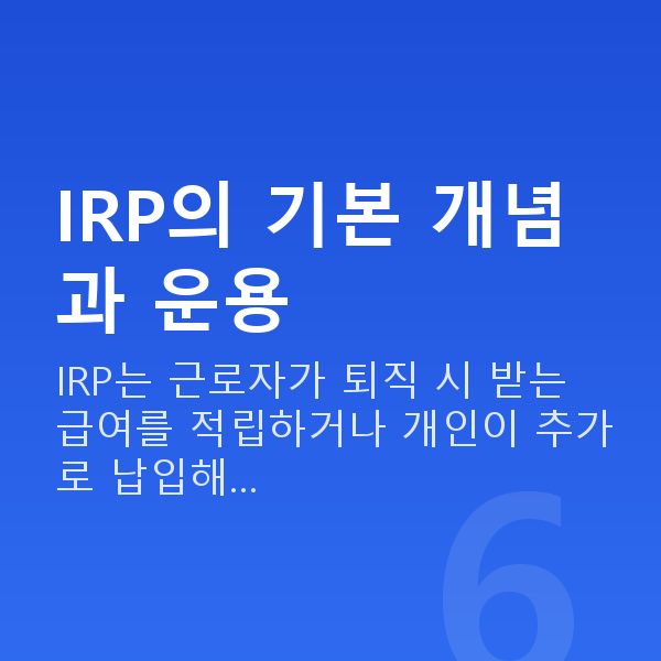 IRP추천 IRP의 기본 개념과 운용