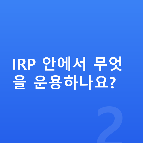 IRP추천 IRP 안에서 무엇을 운용하나요?