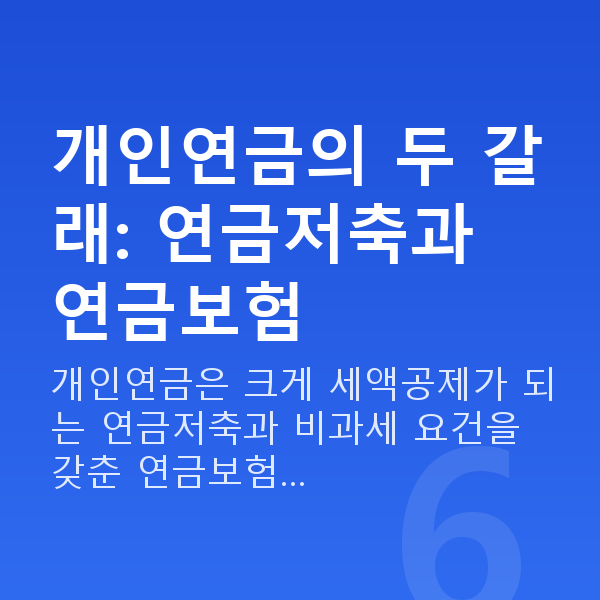 개인연금 개인연금의 두 갈래: 연금저축과 연금보험