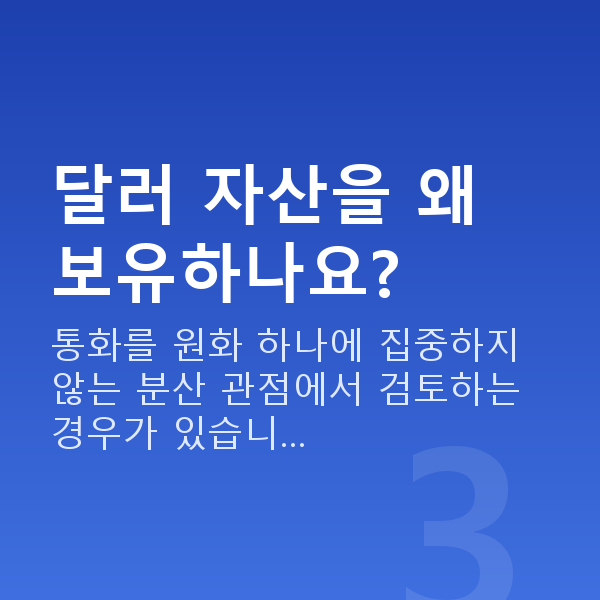 달러투자 달러 자산을 왜 보유하나요?