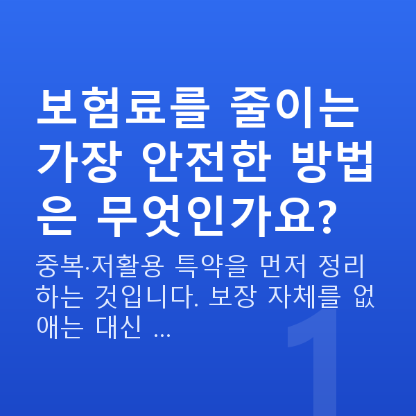 보험료 줄이기 보험료를 줄이는 가장 안전한 방법은 무엇인가요?
