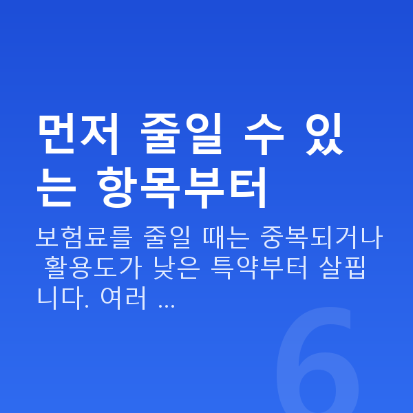 보험료 줄이기 먼저 줄일 수 있는 항목부터