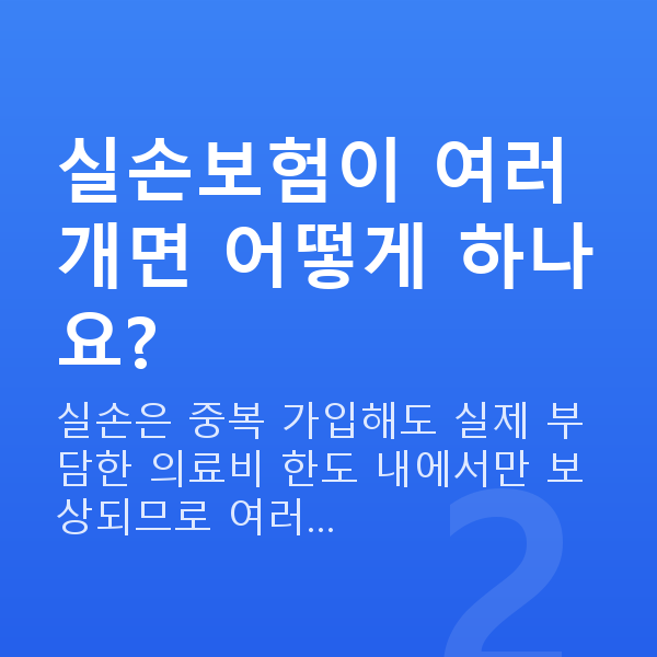 보험 리모델링 실손보험이 여러 개면 어떻게 하나요?