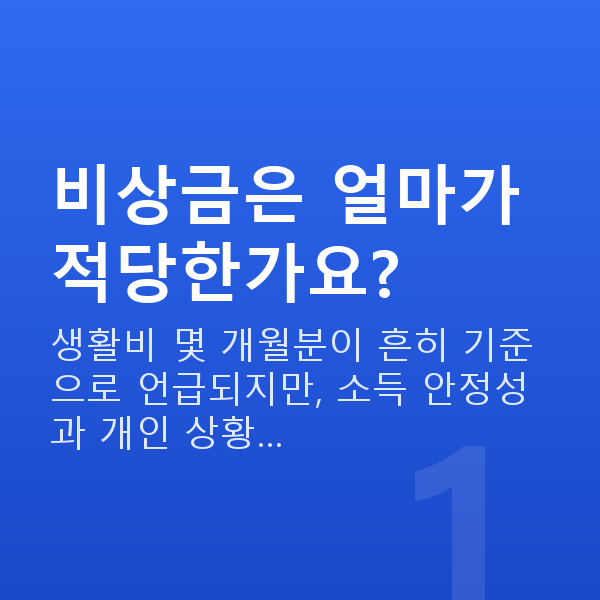 비상금마련 비상금은 얼마가 적당한가요?