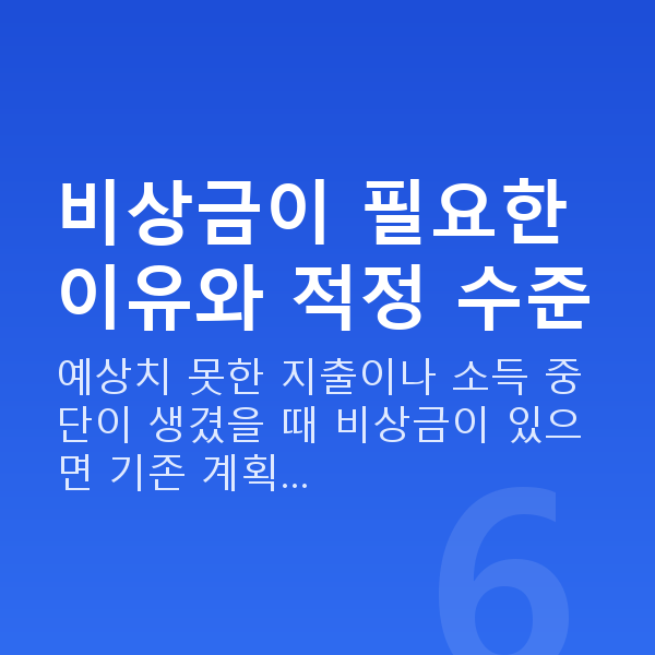 비상금마련 비상금이 필요한 이유와 적정 수준