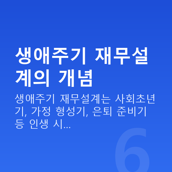 생애주기재무설계 생애주기 재무설계의 개념