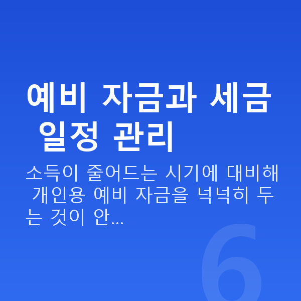 자영업자재무설계 예비 자금과 세금 일정 관리