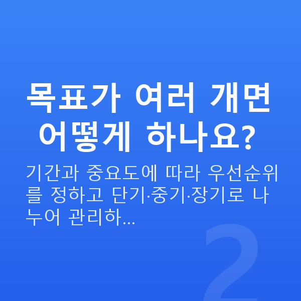 재무목표설정 목표가 여러 개면 어떻게 하나요?