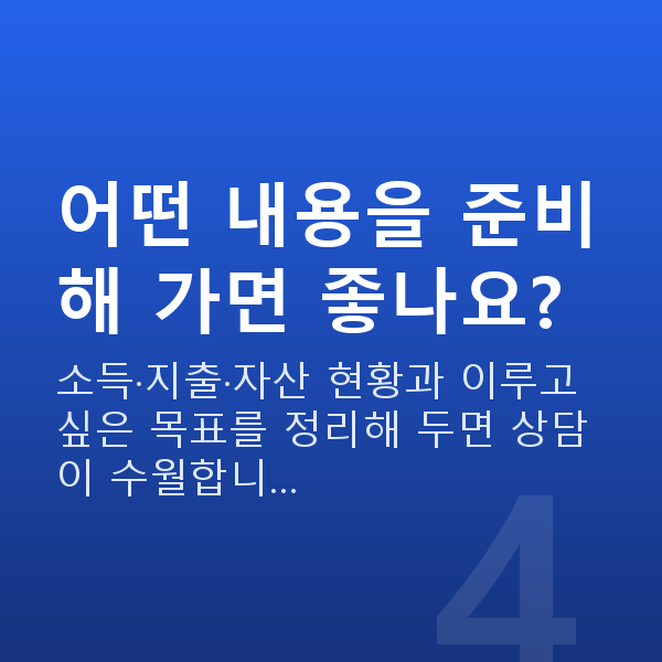 재무설계사 어떤 내용을 준비해 가면 좋나요?