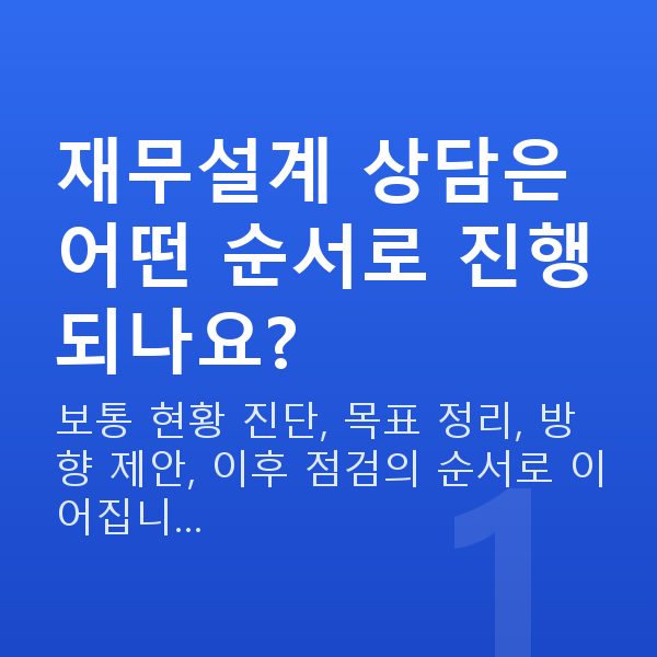 재무설계 상담 재무설계 상담은 어떤 순서로 진행되나요?