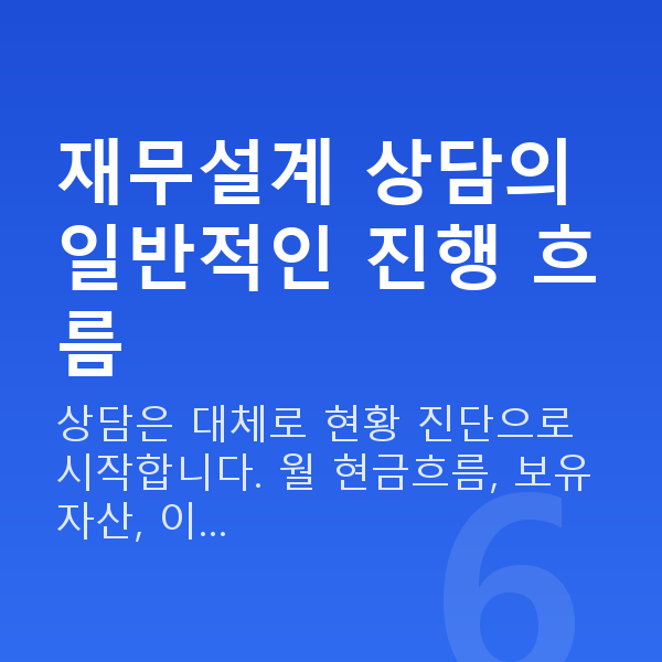 재무설계 상담 재무설계 상담의 일반적인 진행 흐름
