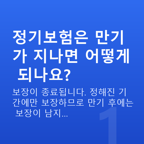 정기보험 정기보험은 만기가 지나면 어떻게 되나요?