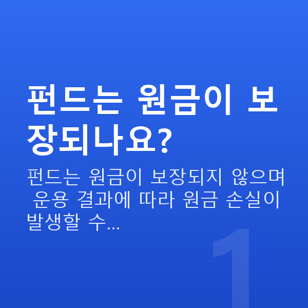 펀드추천 펀드는 원금이 보장되나요?