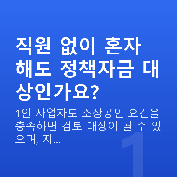 1인창업정책자금 직원 없이 혼자 해도 정책자금 대상인가요?