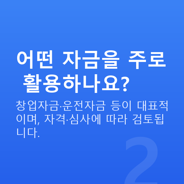 1인창업정책자금 어떤 자금을 주로 활용하나요?