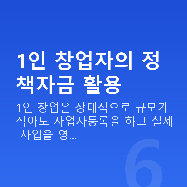 1인창업정책자금 1인 창업자의 정책자금 활용