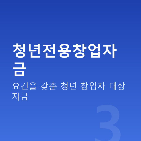 정책자금 청년전용창업자금
