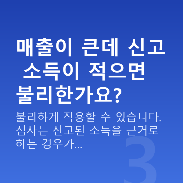 개인사업자대출 매출이 큰데 신고 소득이 적으면 불리한가요?