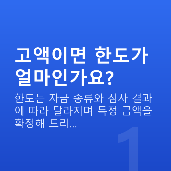 고액정책자금 고액이면 한도가 얼마인가요?