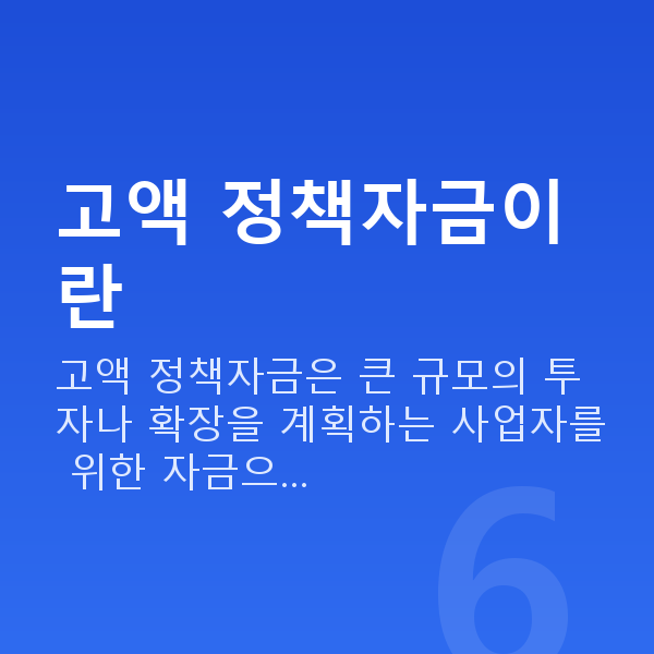 고액정책자금 고액 정책자금이란