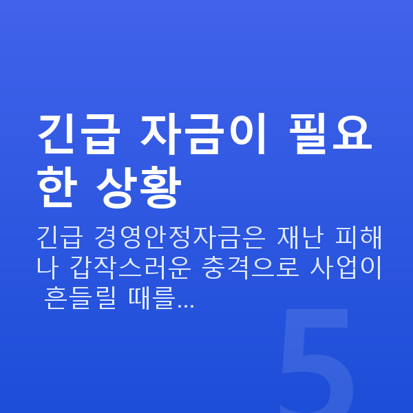 긴급 경영안정자금 긴급 자금이 필요한 상황