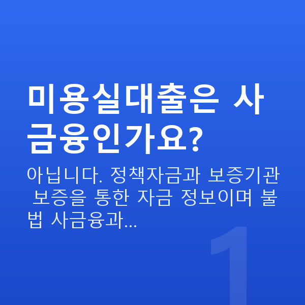 미용실대출 미용실대출은 사금융인가요?