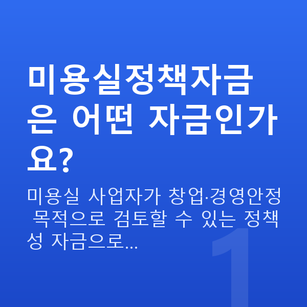 미용실정책자금 미용실정책자금은 어떤 자금인가요?