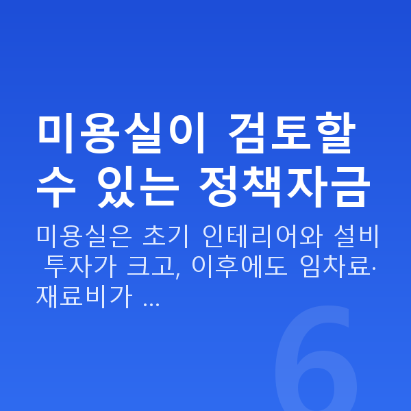 미용실정책자금 미용실이 검토할 수 있는 정책자금