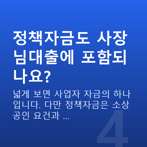 사장님대출 정책자금도 사장님대출에 포함되나요?