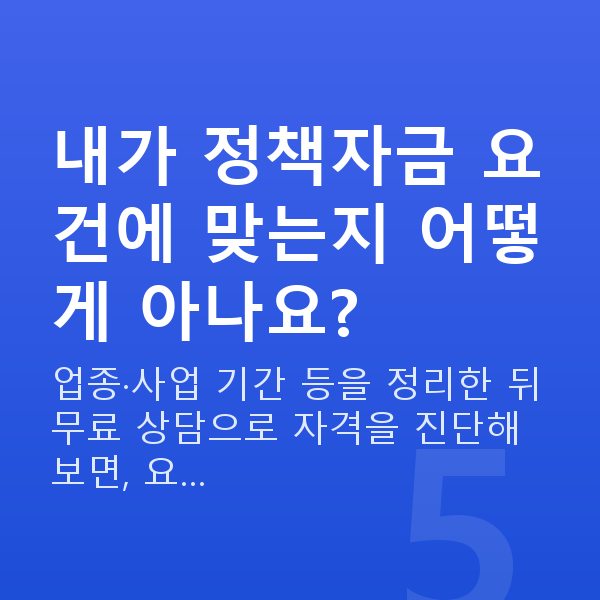 사장님대출 내가 정책자금 요건에 맞는지 어떻게 아나요?