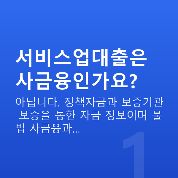 서비스업대출 서비스업대출은 사금융인가요?