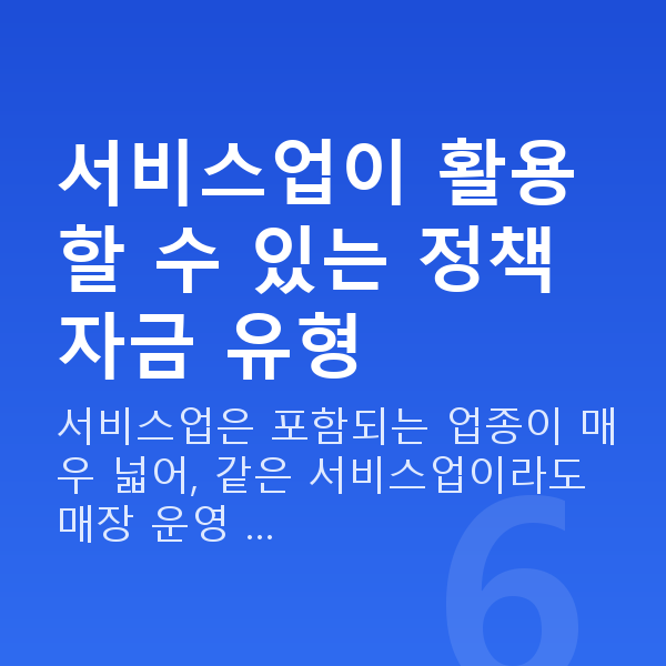 서비스업대출 서비스업이 활용할 수 있는 정책자금 유형
