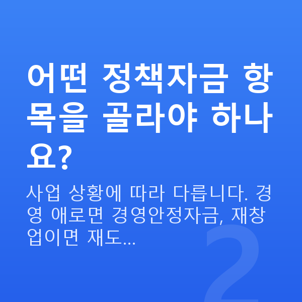 소상공인 대출 어떤 정책자금 항목을 골라야 하나요?