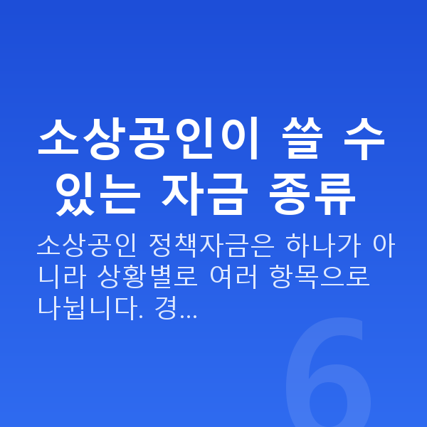 소상공인 대출 소상공인이 쓸 수 있는 자금 종류
