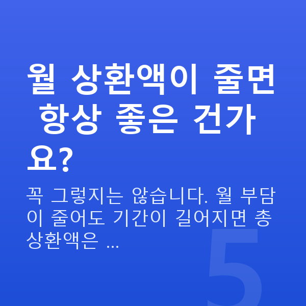 소상공인 대환대출 월 상환액이 줄면 항상 좋은 건가요?