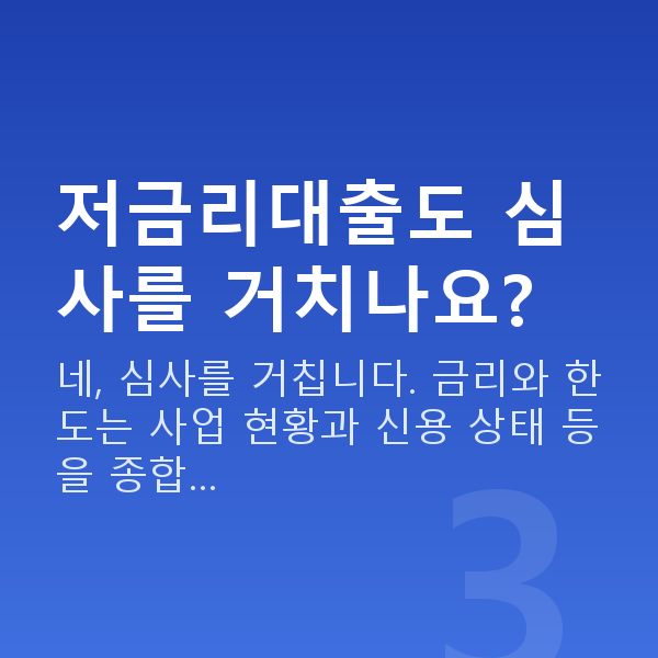 소상공인 저금리대출 저금리대출도 심사를 거치나요?