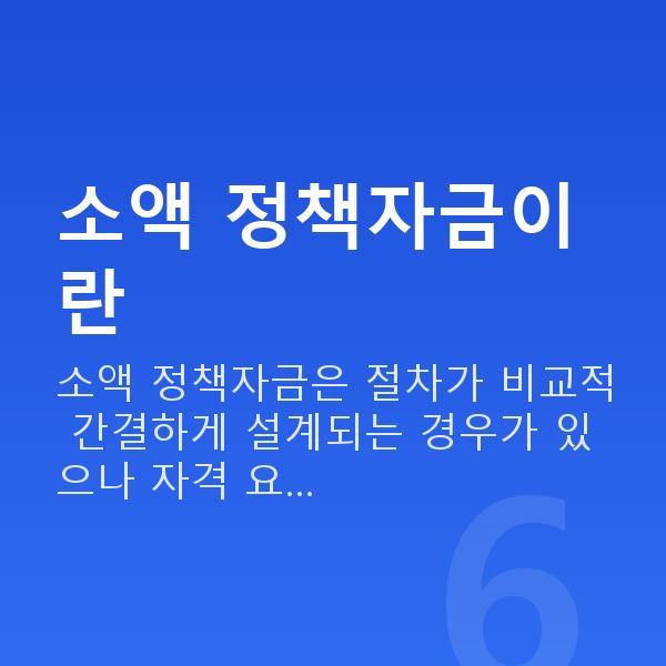 소액정책자금 소액 정책자금이란