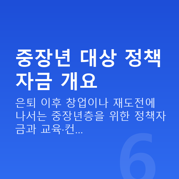 시니어대출 중장년 대상 정책자금 개요