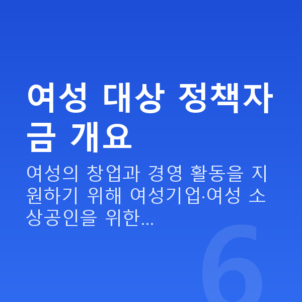 여성대출 여성 대상 정책자금 개요