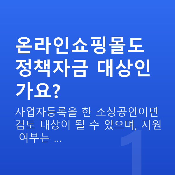 온라인쇼핑몰대출 온라인쇼핑몰도 정책자금 대상인가요?