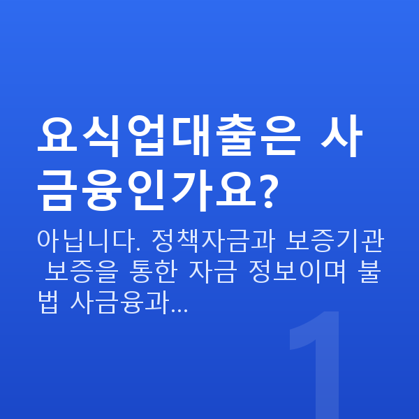 요식업대출 요식업대출은 사금융인가요?