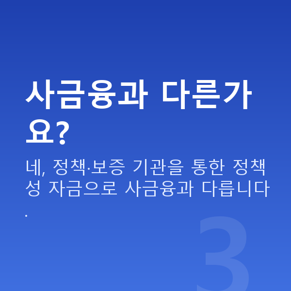 요식업정책자금 사금융과 다른가요?