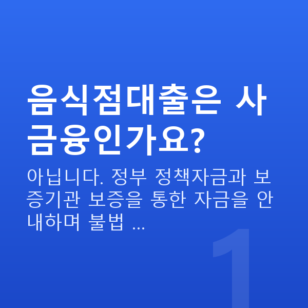 음식점대출 음식점대출은 사금융인가요?