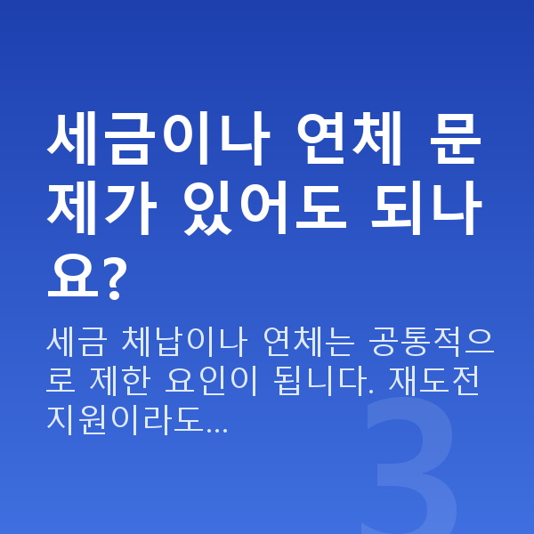 재도전 특별자금 세금이나 연체 문제가 있어도 되나요?