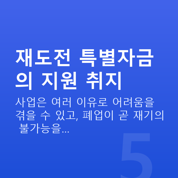 재도전 특별자금 재도전 특별자금의 지원 취지